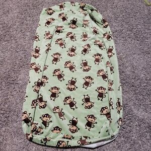 Carter's Baby Green Brown Monkeys Printed Bassinet Mattress Cover